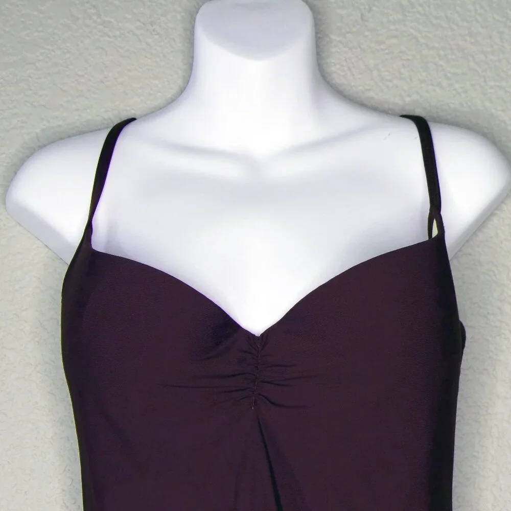 Victoria's Secret One Piece Swimsuit Dark Plum Purple Adjustable Straps Sz 12 B